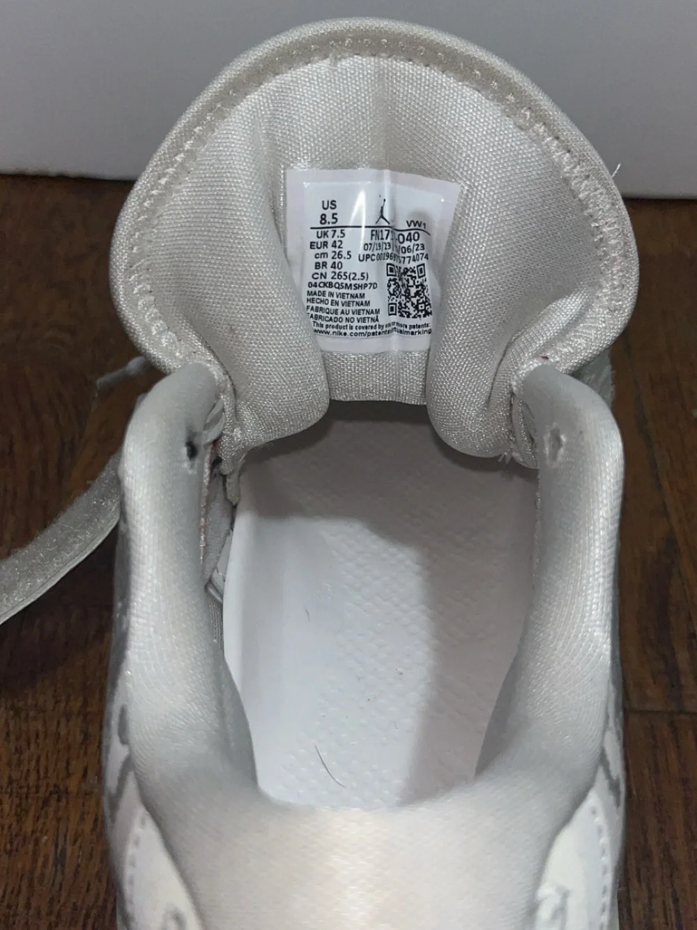 Jordan Kids White and Light Gray High-Top Sneakers with Strap